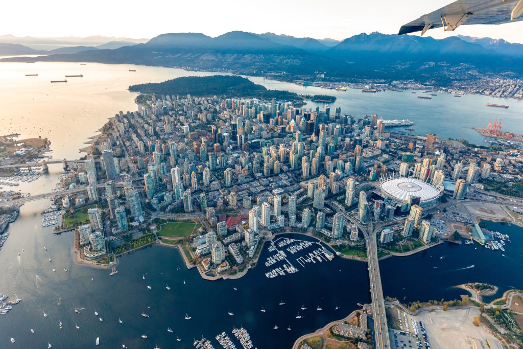 aerial photograph of downtown Vancouver